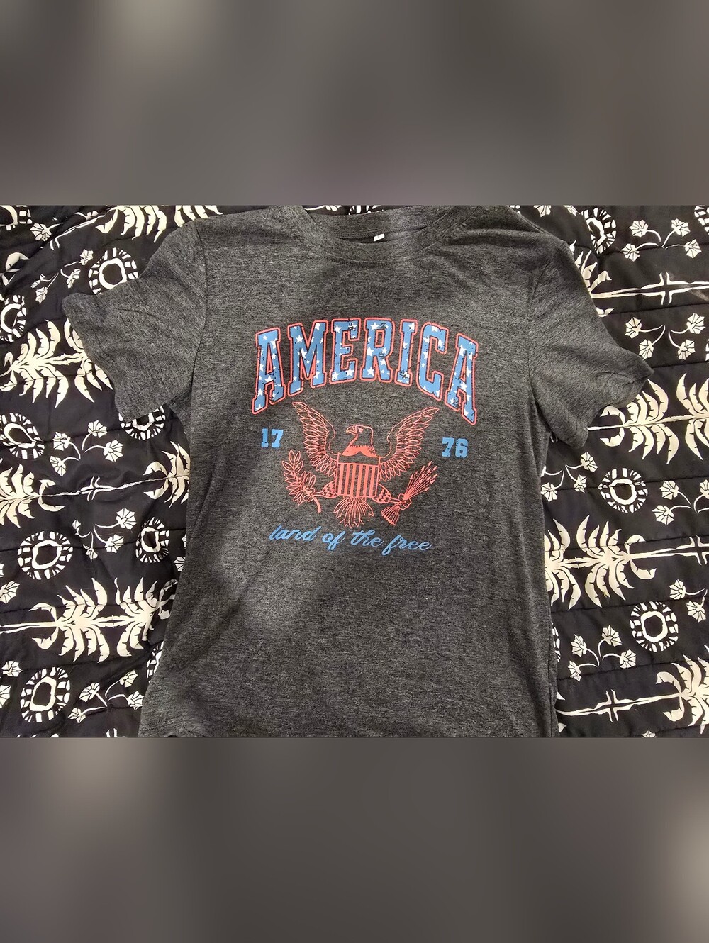 America Gray Knit Crewneck Top - Classic Solid